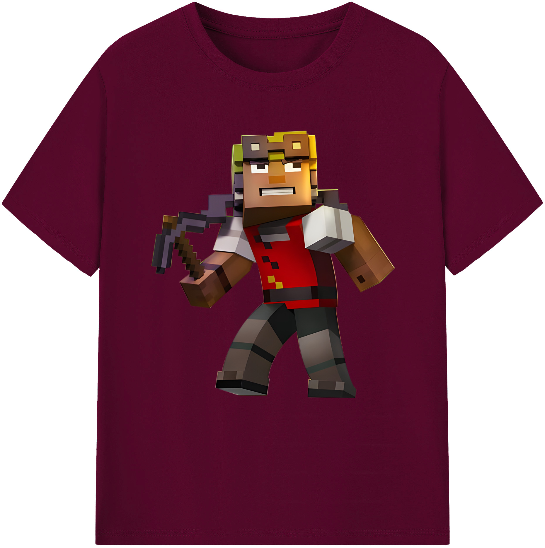 （画像用） マインクラフト ブロックの世界 Minecraft MC Block world レディースカジュアルプリントTシャツ（綿100％）